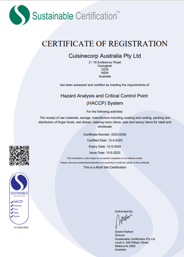 CCA HACCP Certificate May 2024